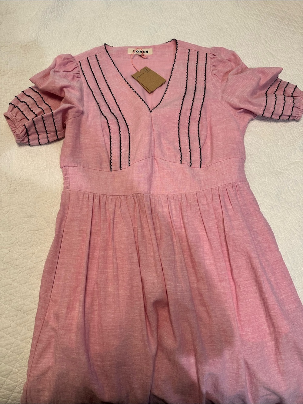 Boden Pink Dress with Black Trim Detail